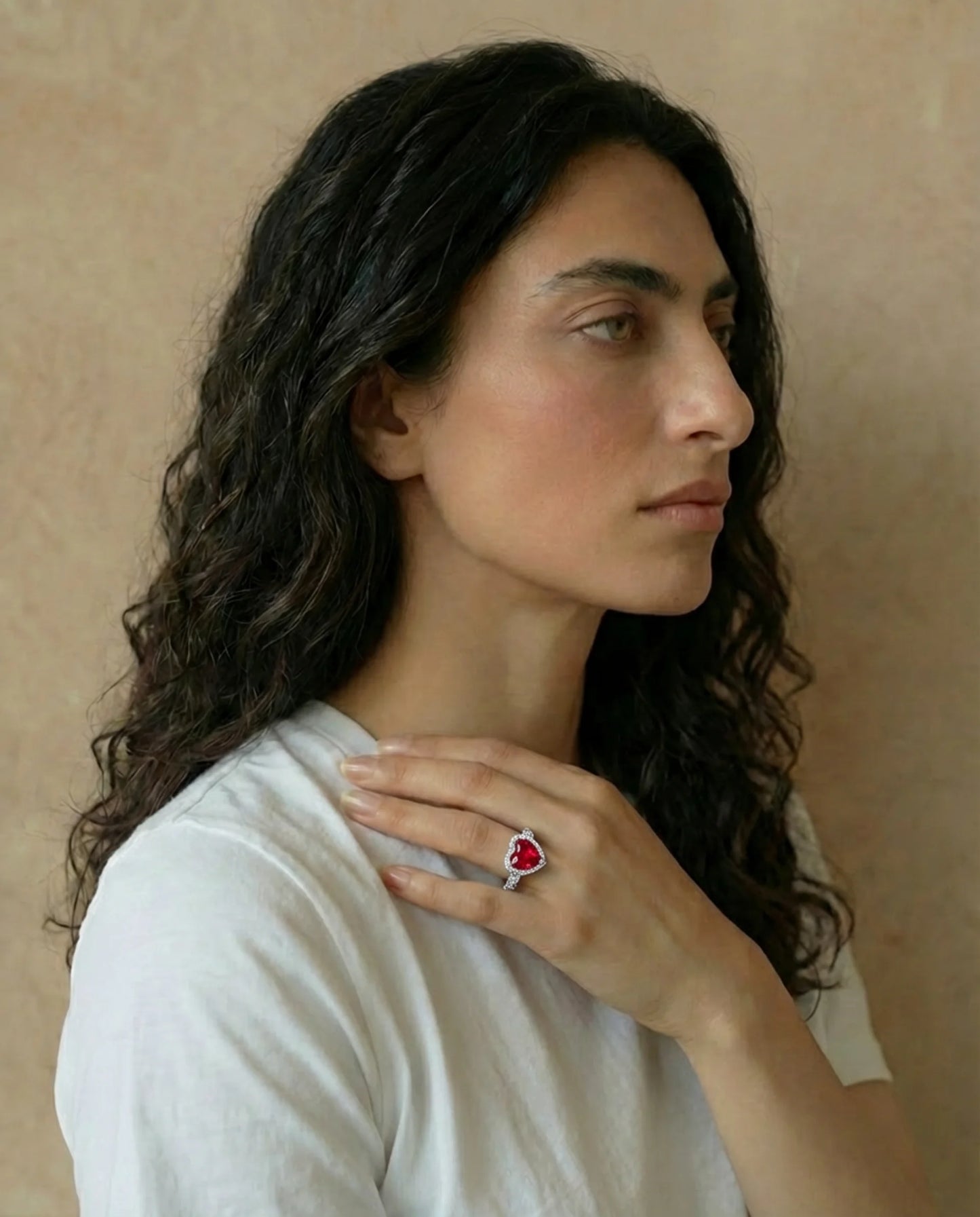 Heart Shaped Ruby Ring