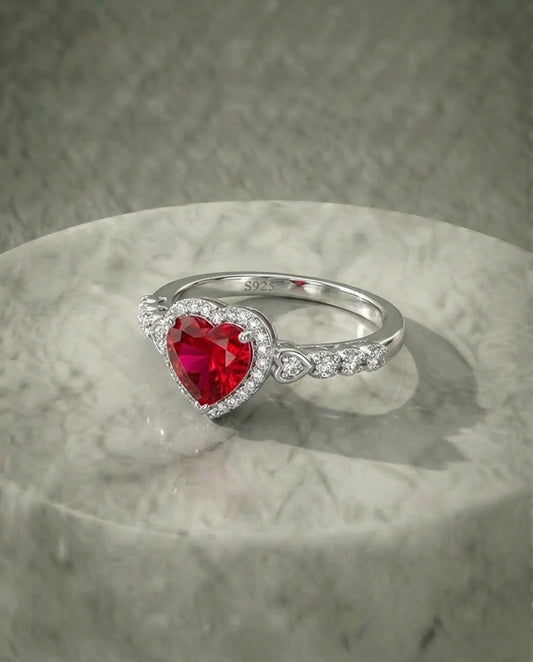 Heart Shaped Ruby Ring