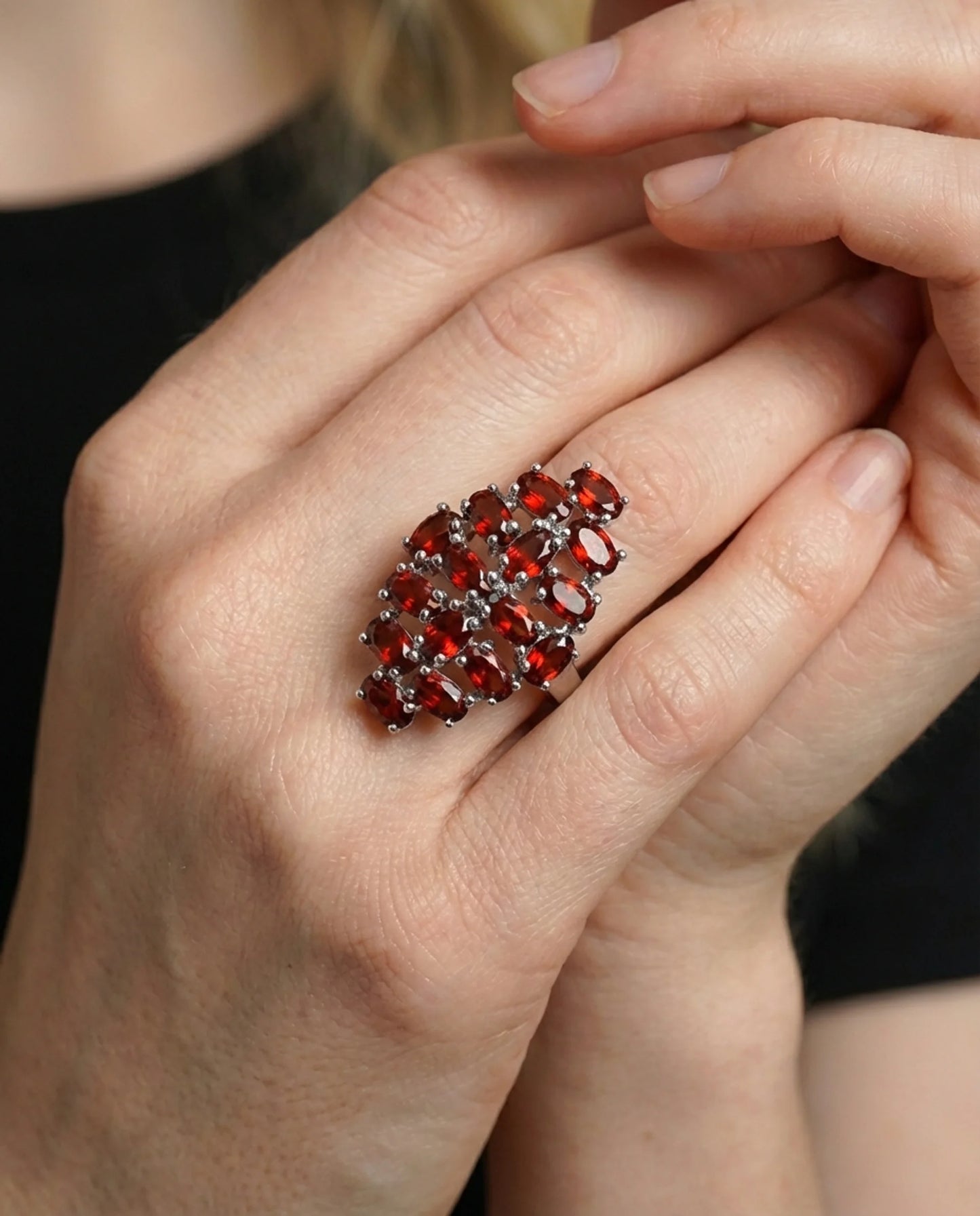 Natural Garnet composed Ring