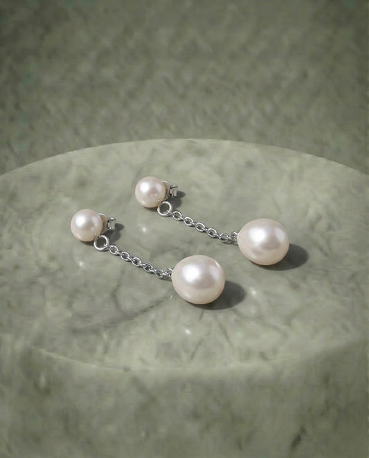 Ivory two Pearl Earrings
