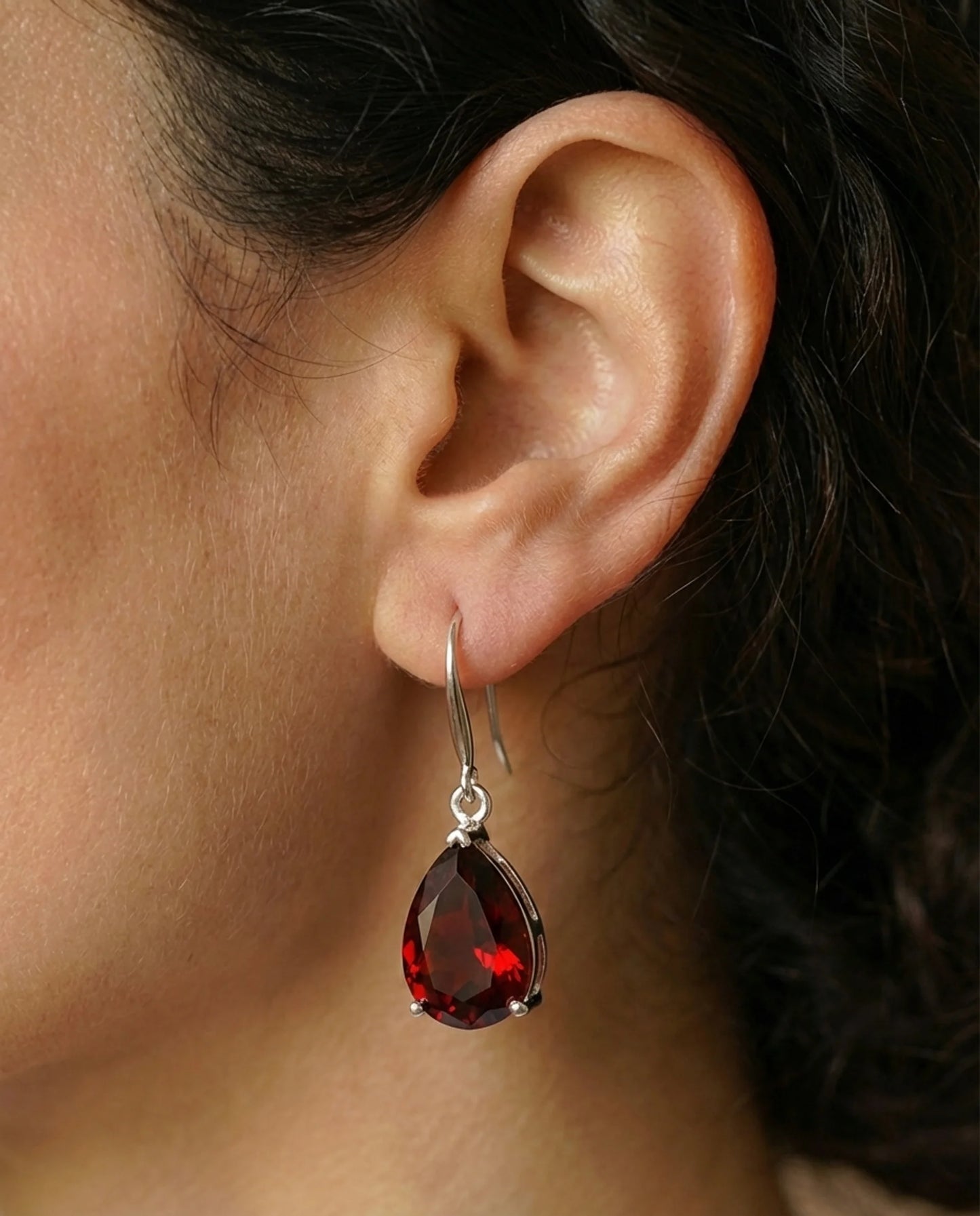 Natural Garnet drop Earring