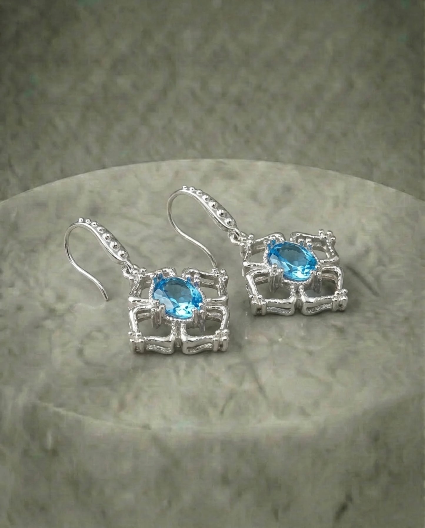 Natural oval Topaz Earring