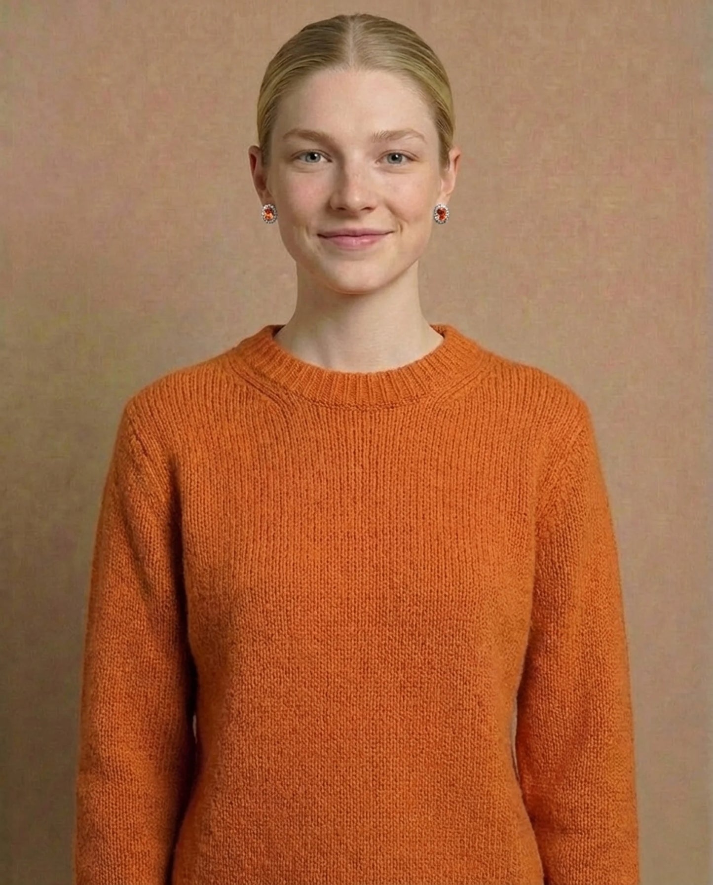 Naturlig orange granat øreringe