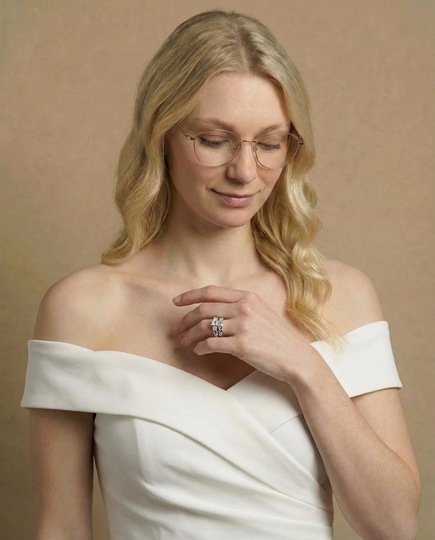 Simulated Diamond Topaz Duo Ring