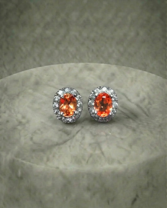 Natural orange garnet earrings