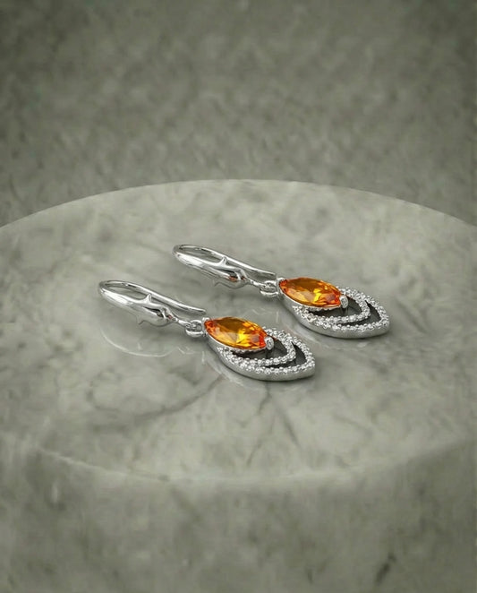 Natural citrine Golden Earrings