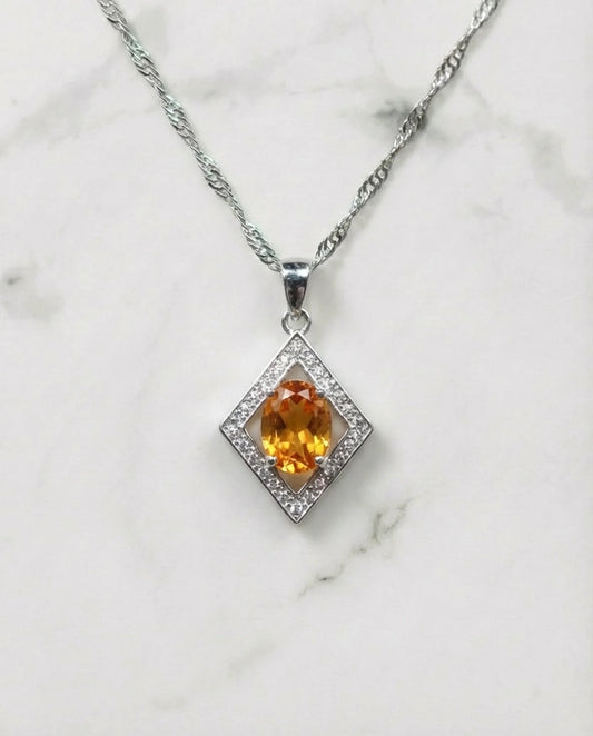 Natural citrine Rhombus Necklace