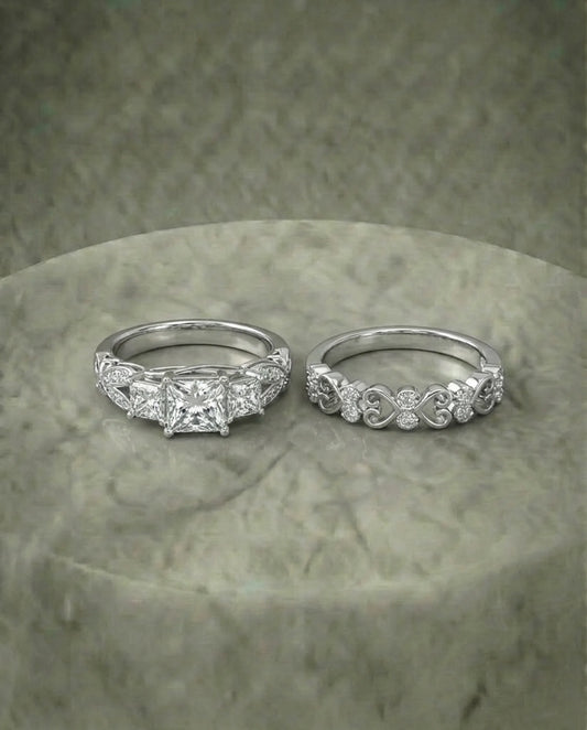 Simulated Diamond Topaz Duo Ring