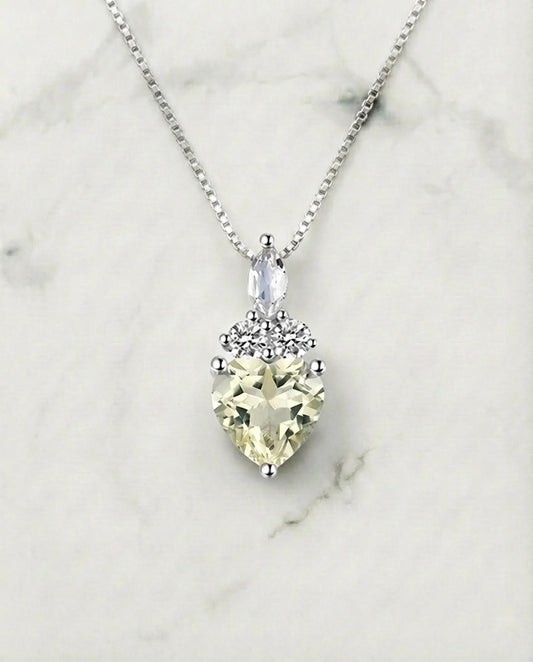 Real Lemon Topaz Diamond Necklace
