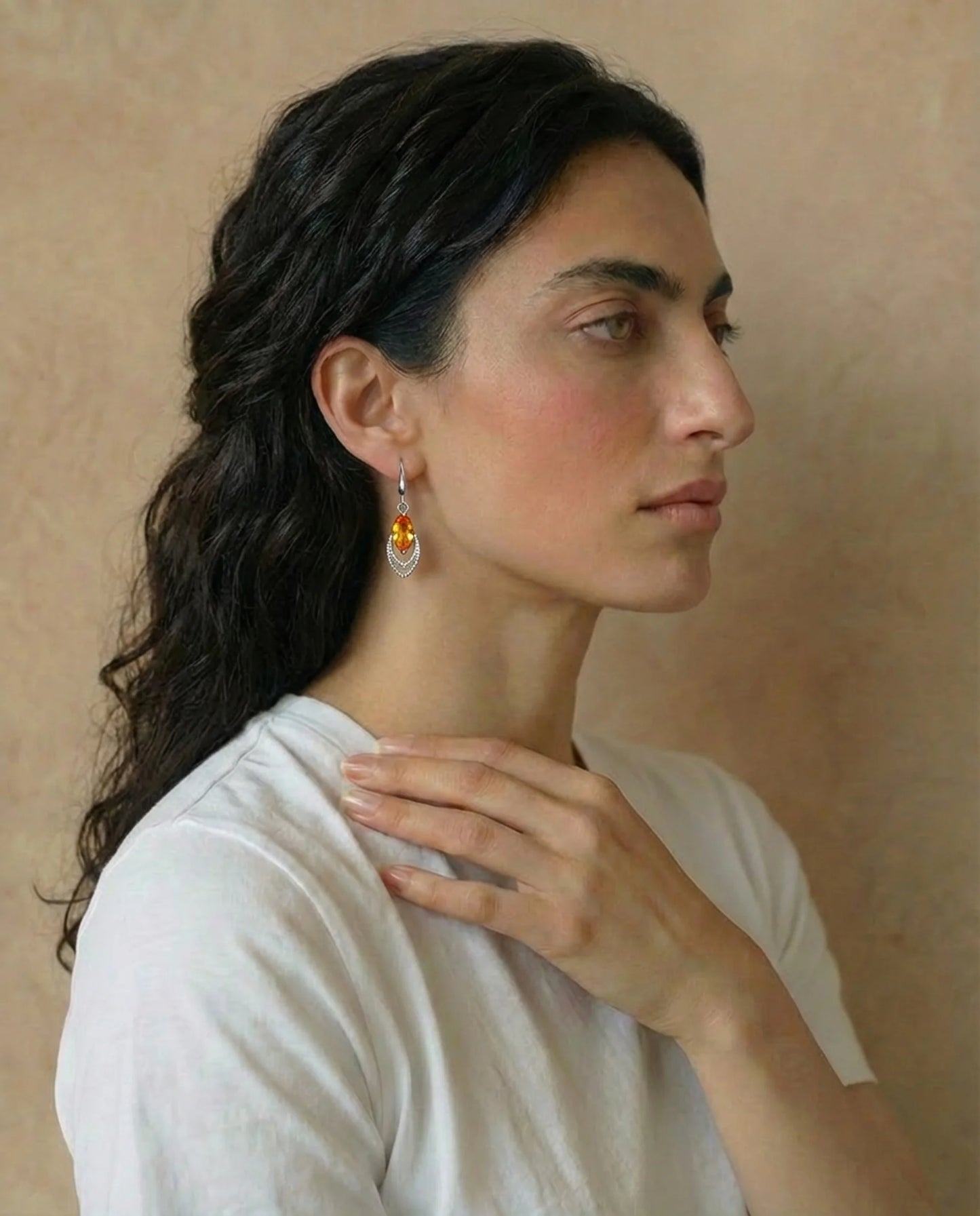 Naturliga citrin gyllene örhängen