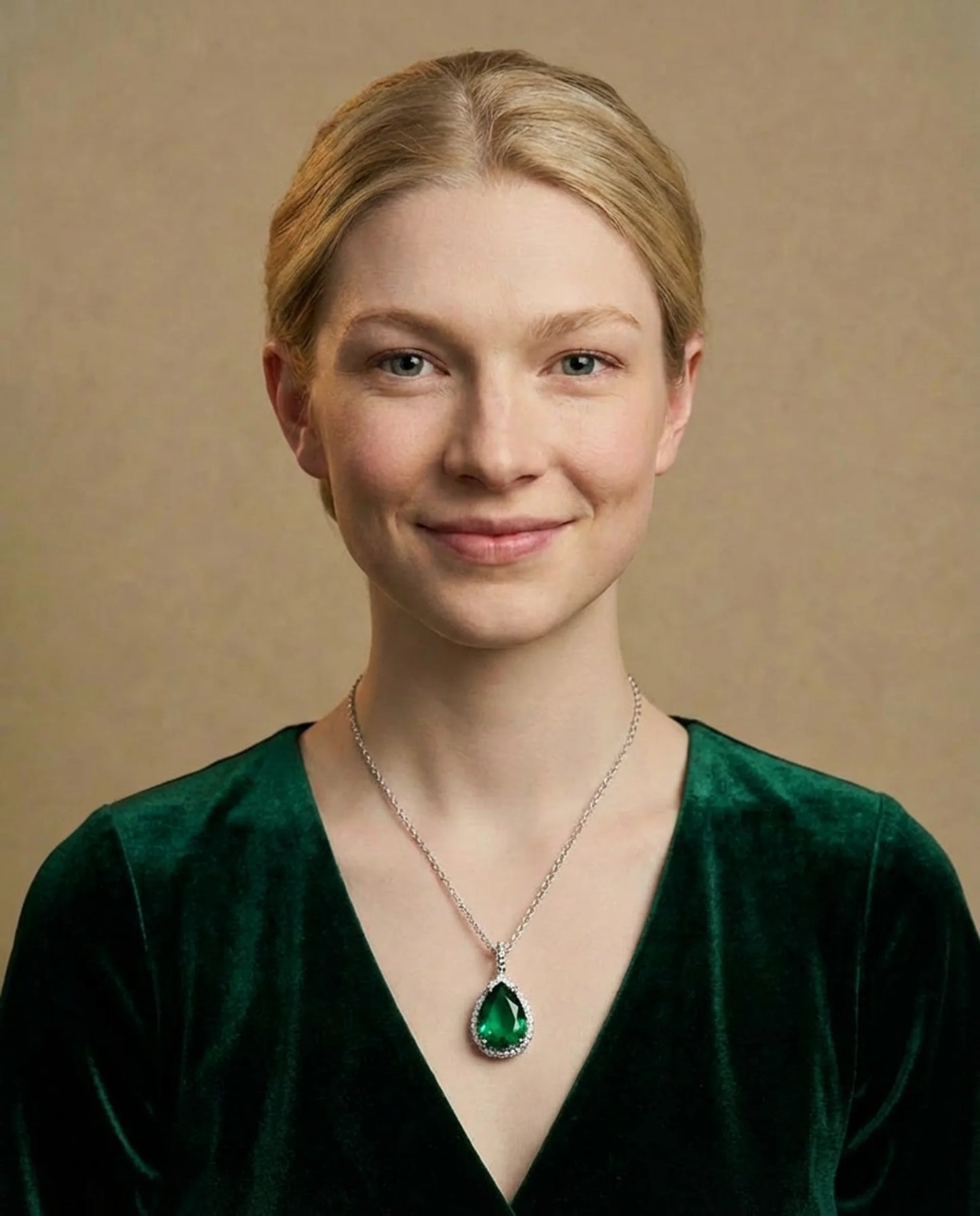 Lavet smaragd oval halskæde