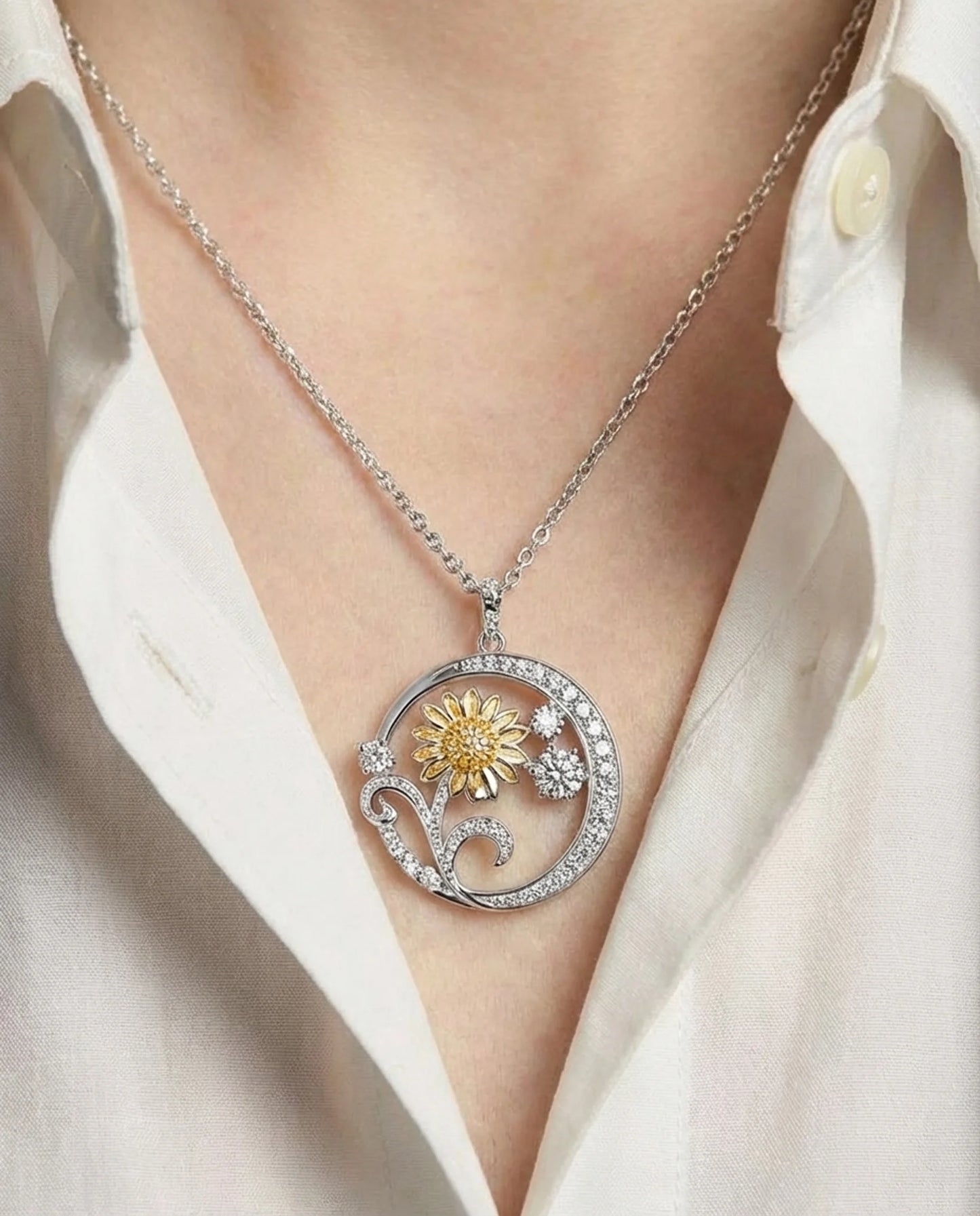 Ekte citrin solsikke halskjede