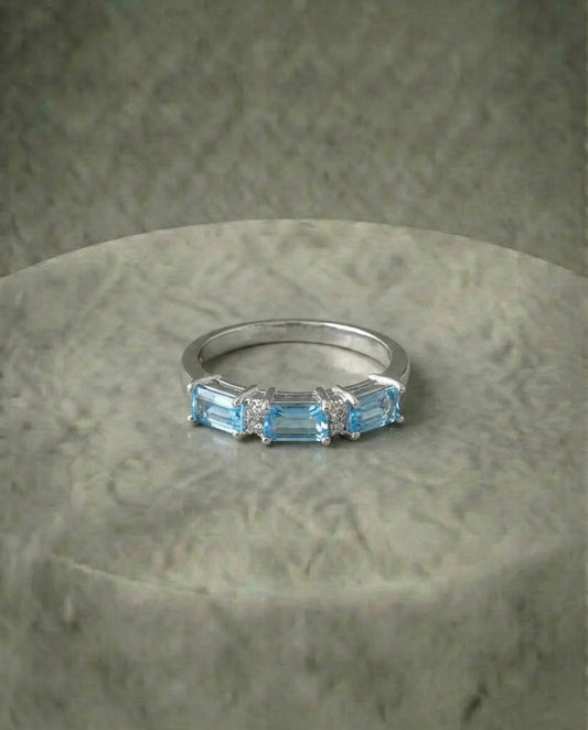 Real Topaz and made Diamond Ring