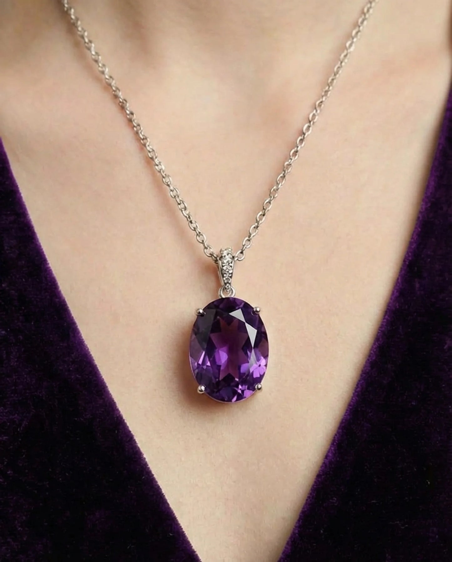 Ekte ametyst halskjede