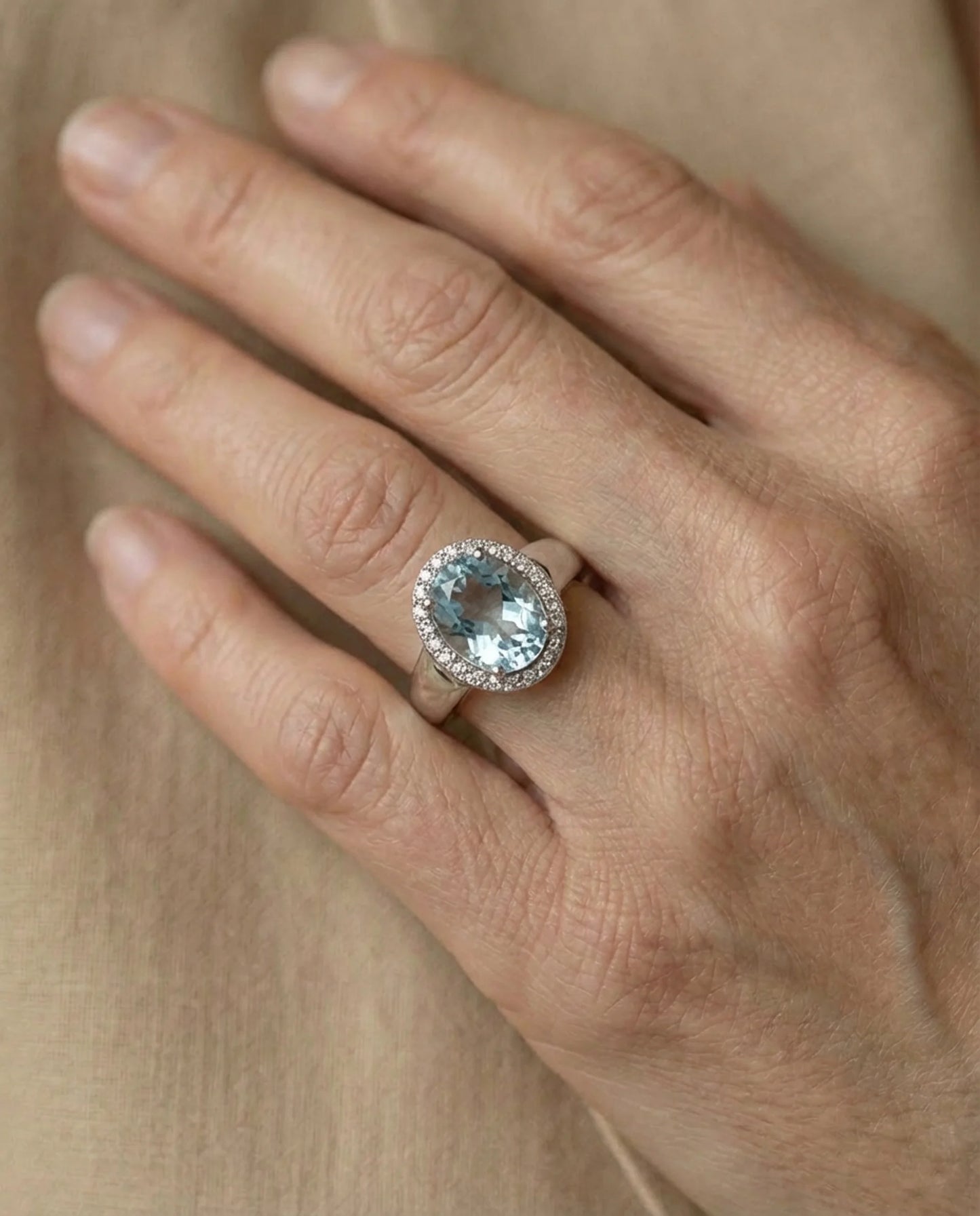 Real Big Topaz and Simulated Diamond Ring