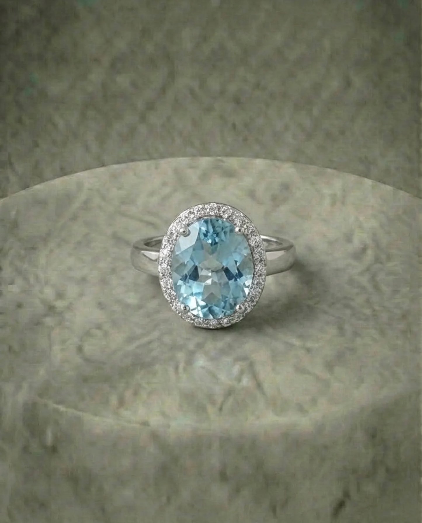 Real Big Topaz and Simulated Diamond Ring