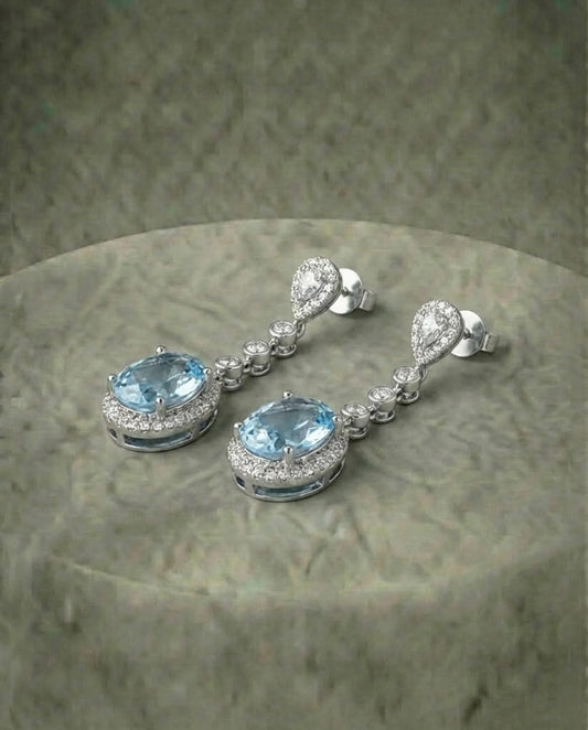 Natural Blue Aquamarine Earrings