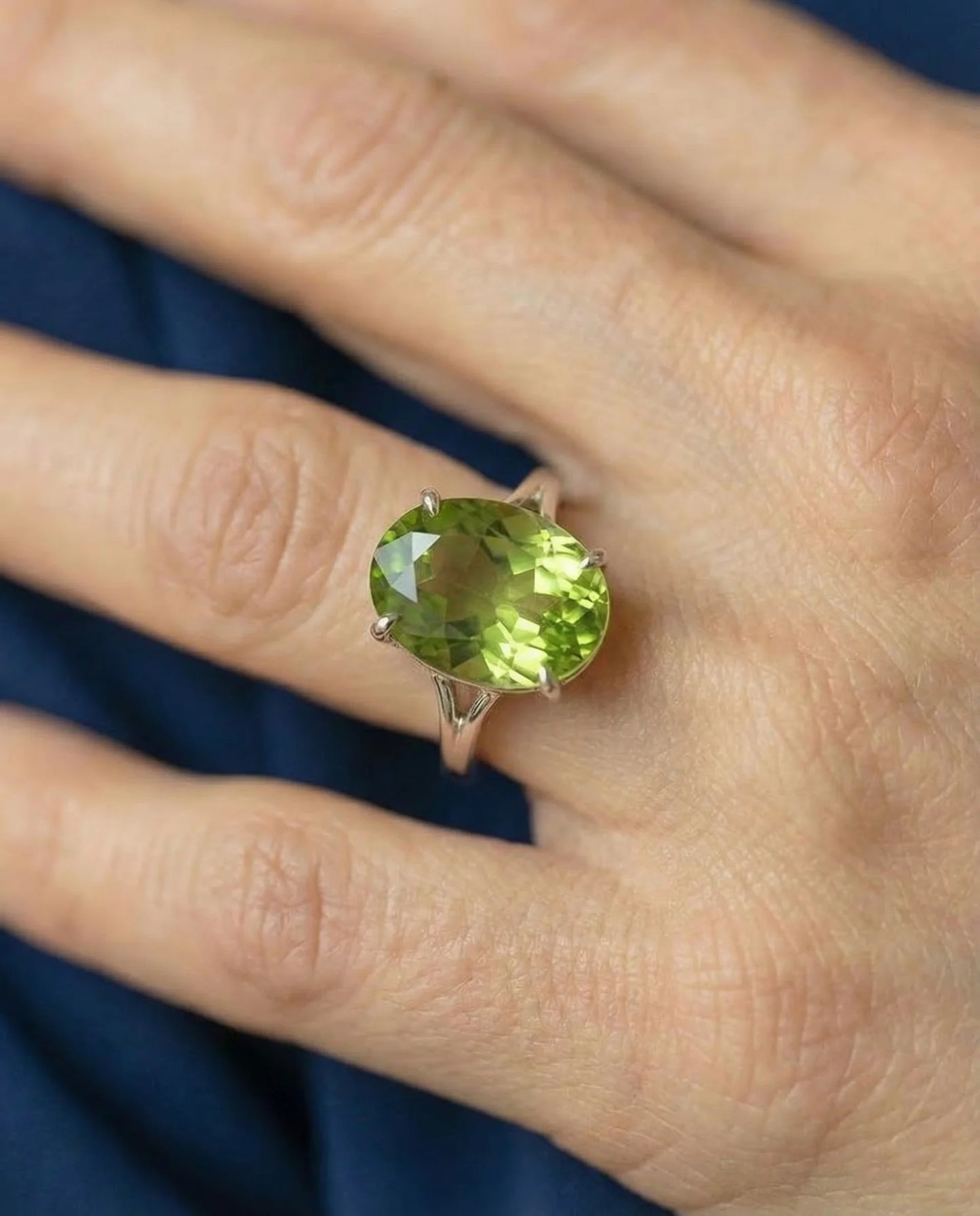 Real Peridot Solitaire Ring