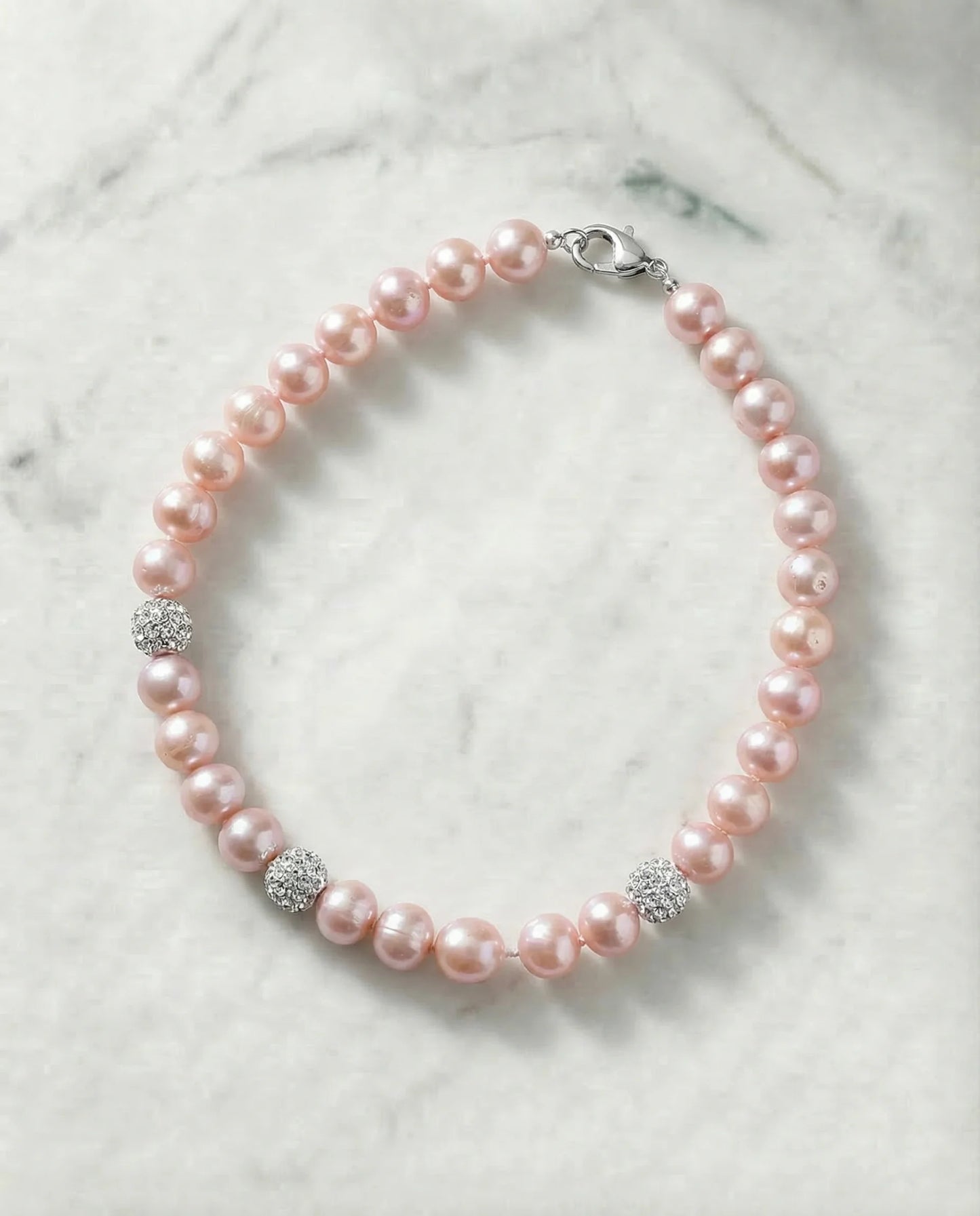Real Pink Pearl and zircon Necklace