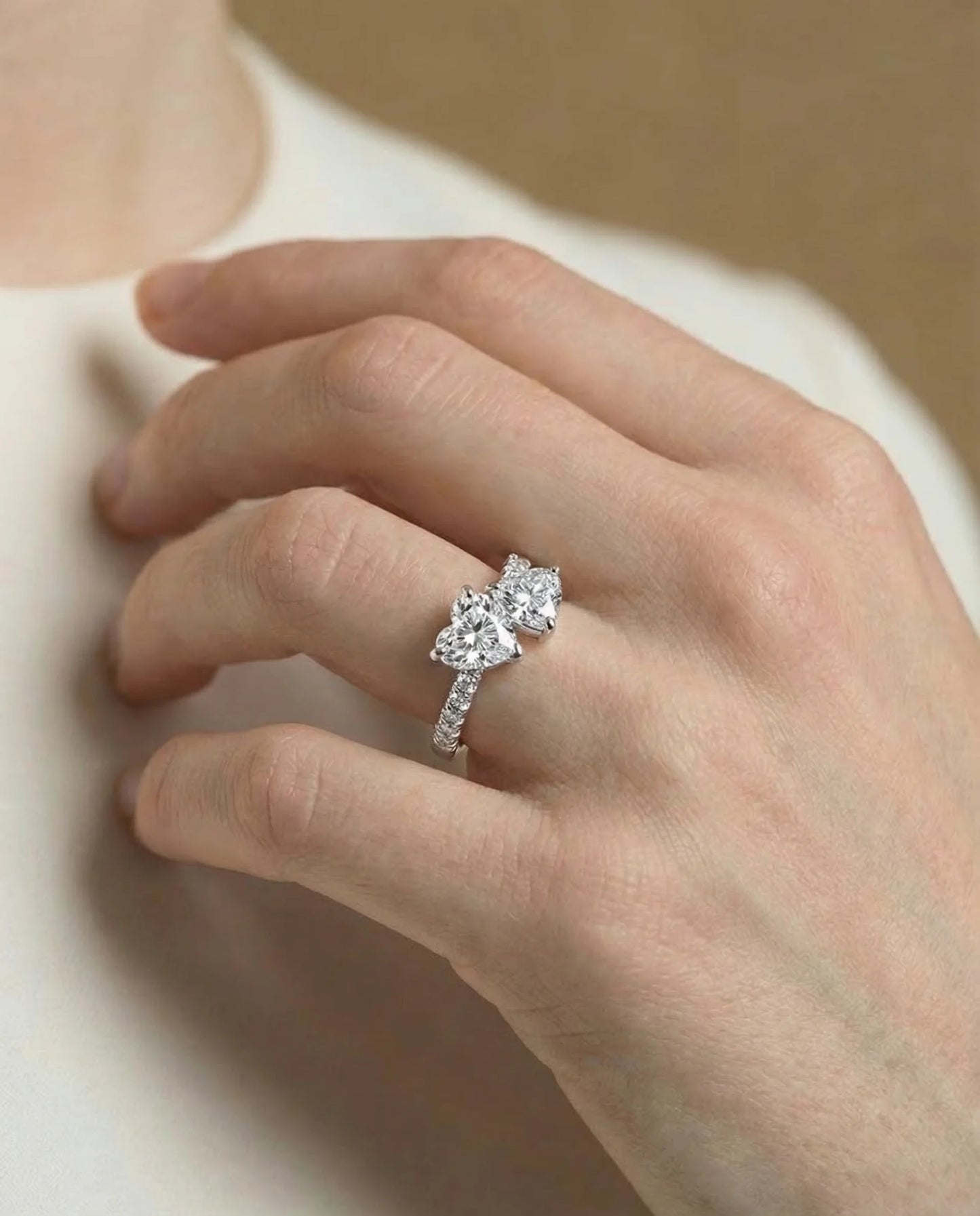 Two Heart Stone Ring