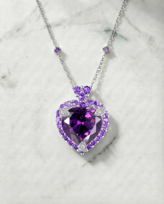 Real Amethyst Heart Necklace