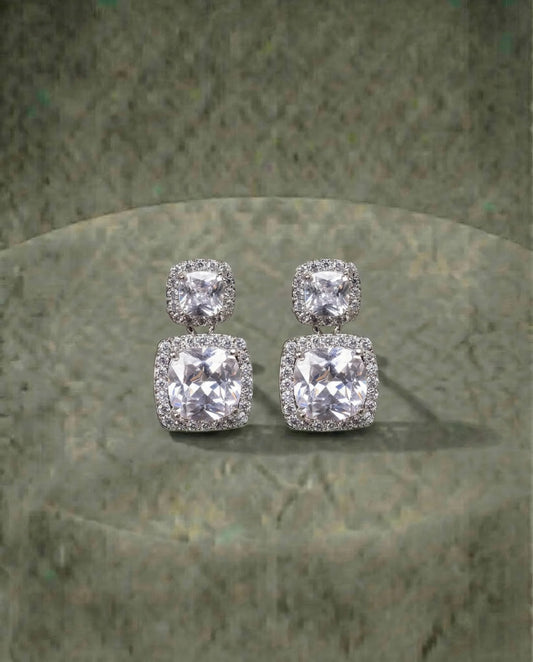 Square Cut Simulated Diamond Earrings