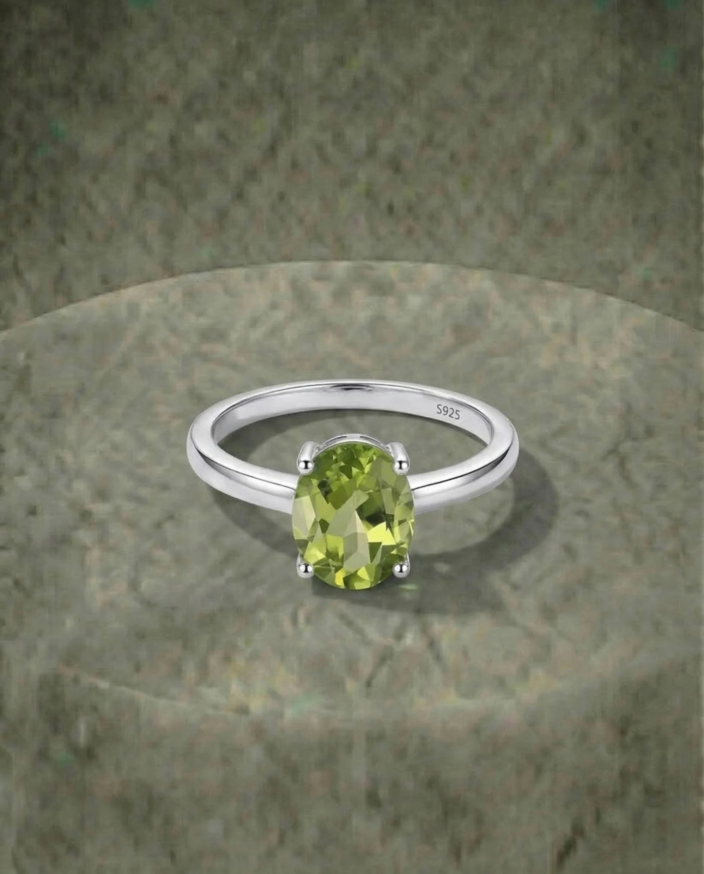 Real Peridot Solitaire Ring