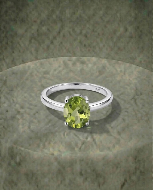 Real Peridot Solitaire Ring