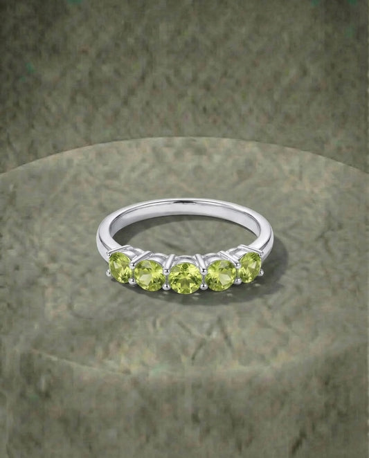 Natural Peridot Eternity Ring