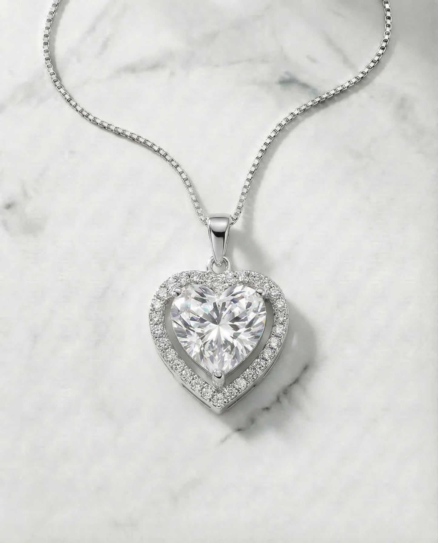 Simulated Diamond Heart Necklace