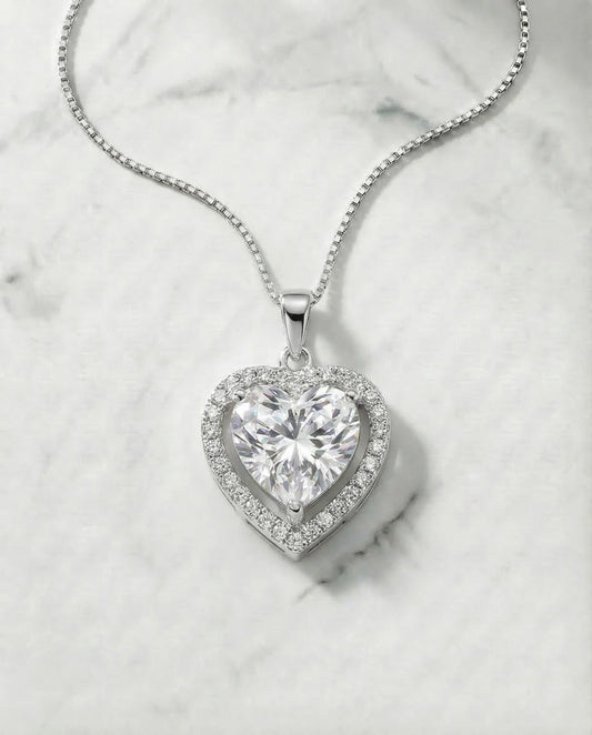 Simulated Diamond Heart Necklace