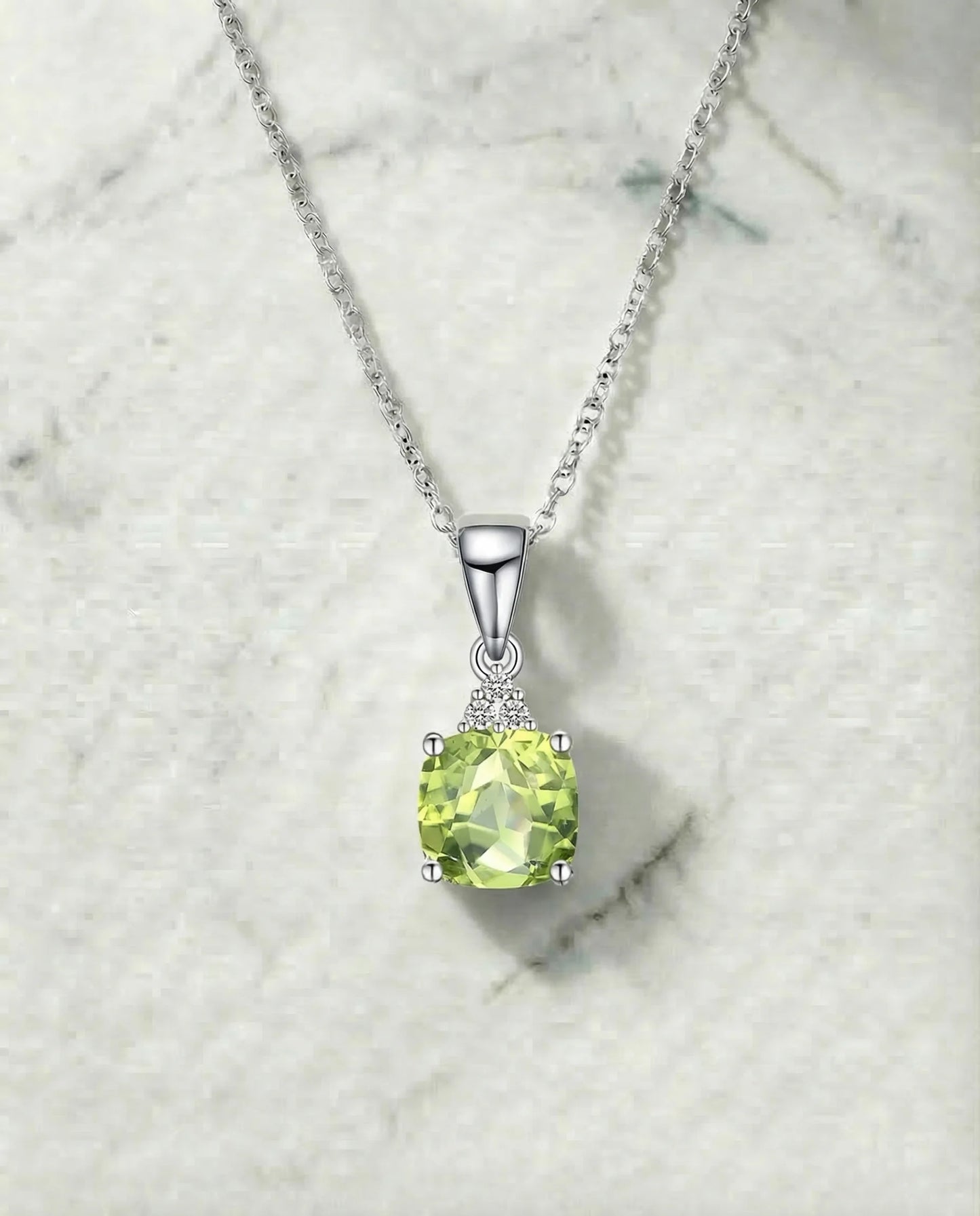 Real Peridot Pendant with simulated Diamonds