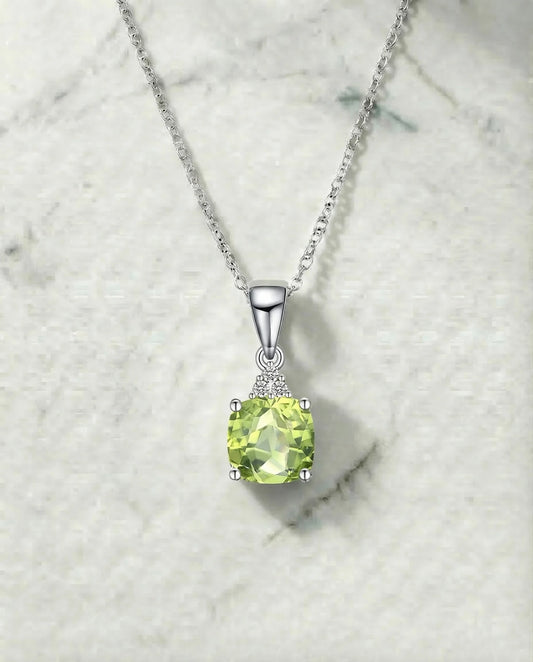 Real Peridot Pendant with simulated Diamonds