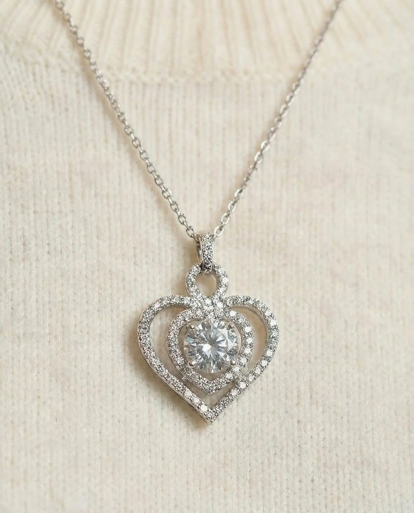 Simulated Diamond Heart Necklace