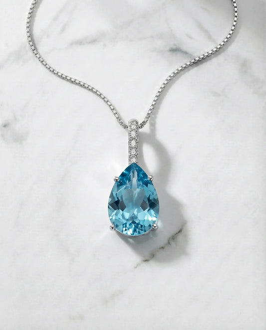 Natural Topaz oval Diamond Necklace