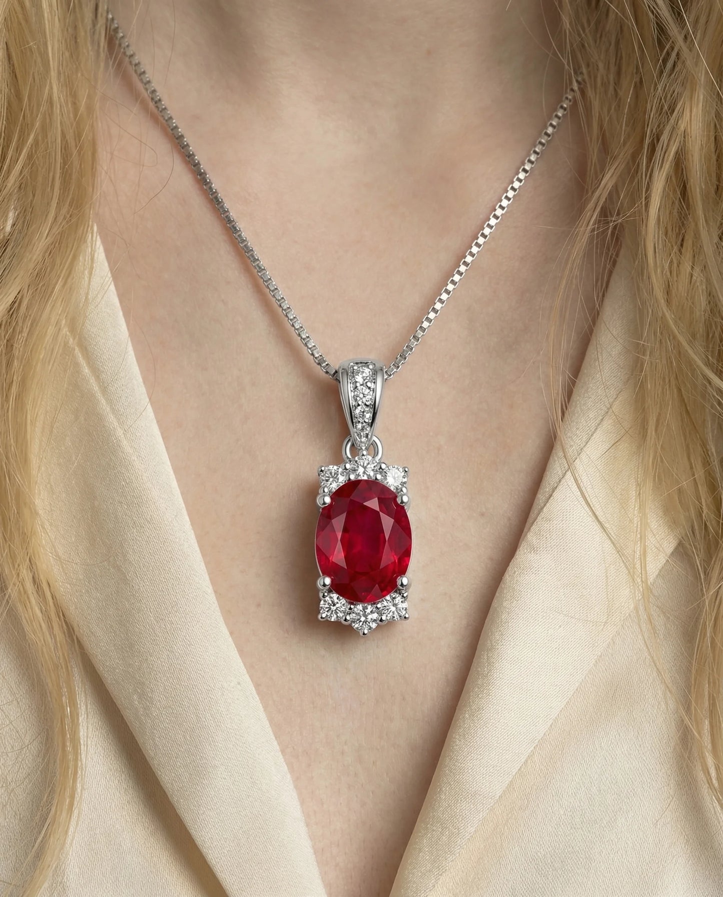 Natural Oval Garnet Necklace