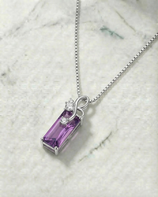 Real Amethyst Diamond Necklace