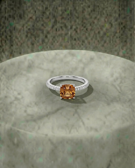 Real Citrine Solitaire Ring
