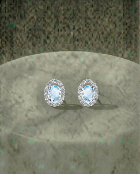 Naturlige ovale blå Topaz øredobber