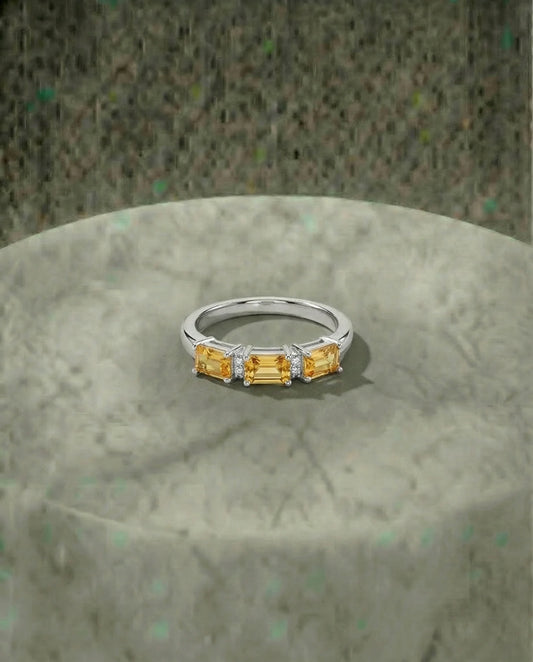 Real citrine tree stone ring