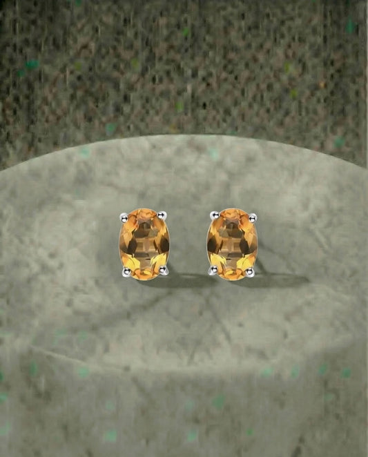 Natural Citrine Stud Earrings