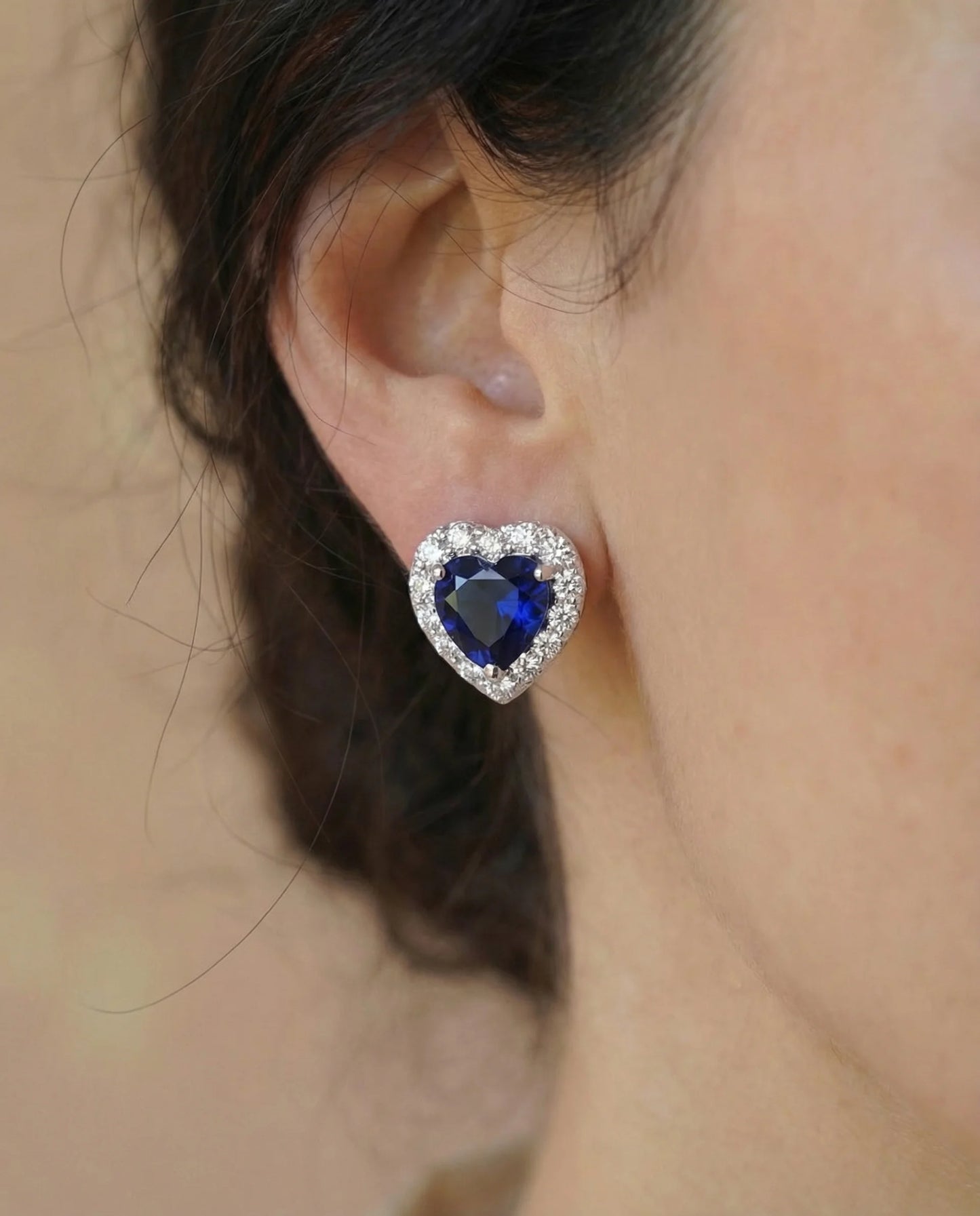 Pendientes Zafiro en forma de corazón