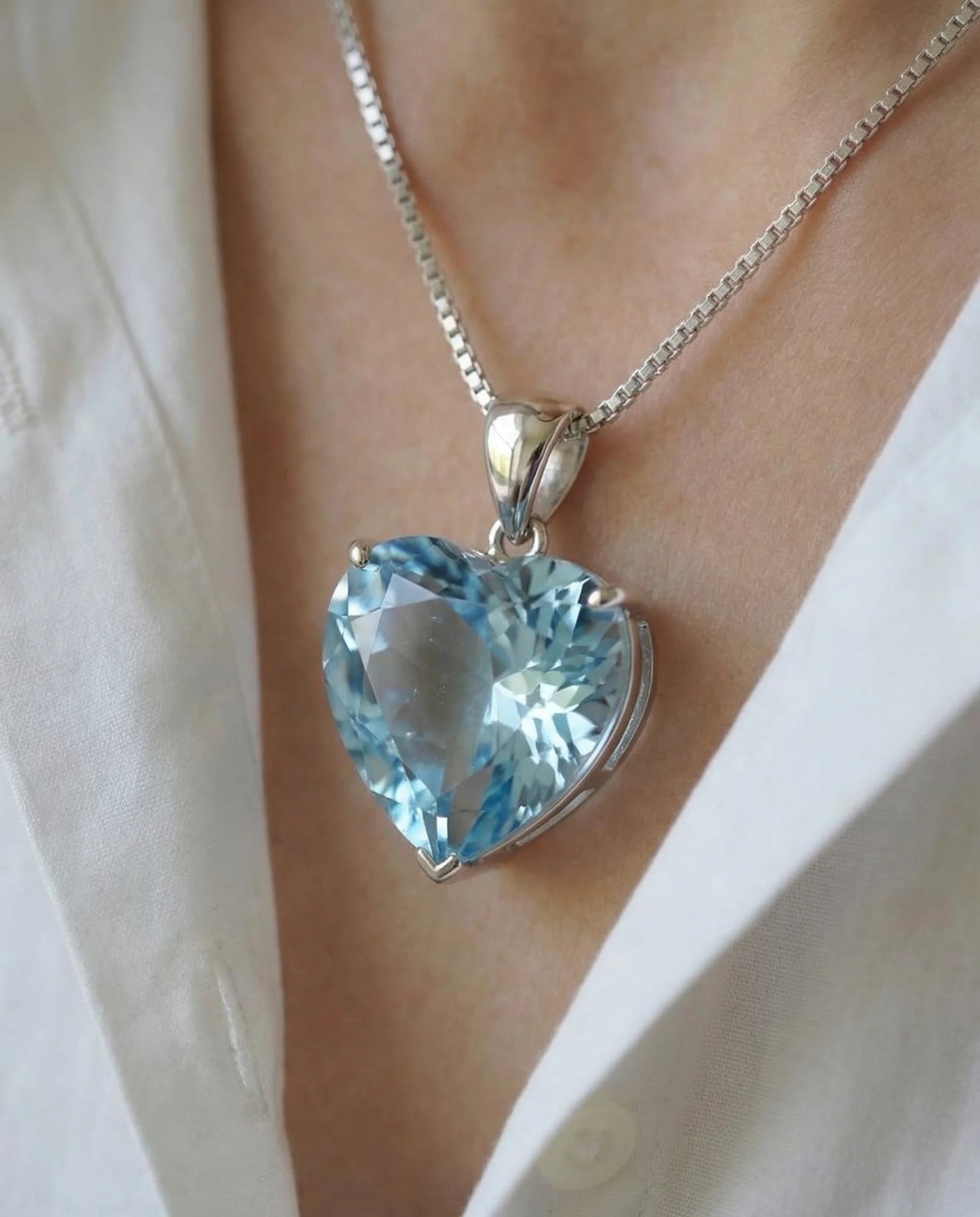 Natural Topaz heart shaped necklace
