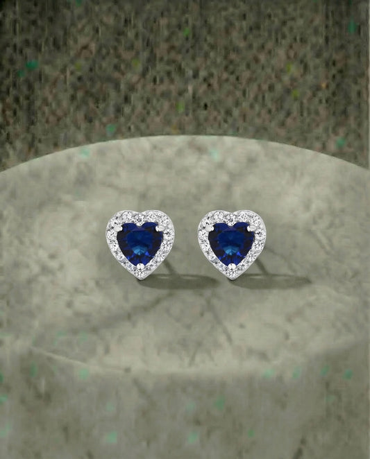 Sapphire Heart shaped Studs