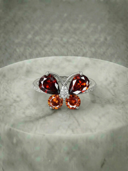Real Garnet butterfly Ring