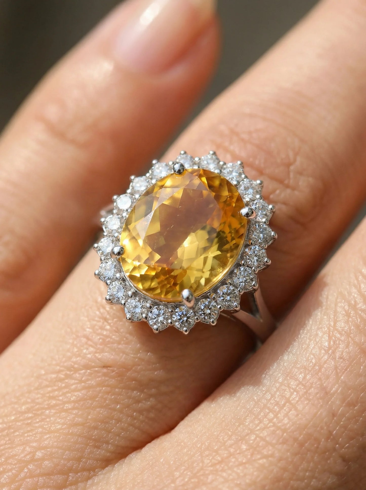 Natural Citrine Stone Ring