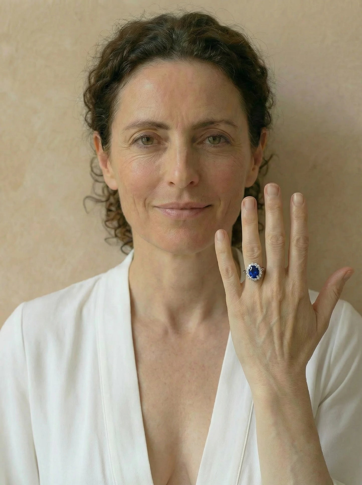 Real Sapphire and Simulated Diamond Ring