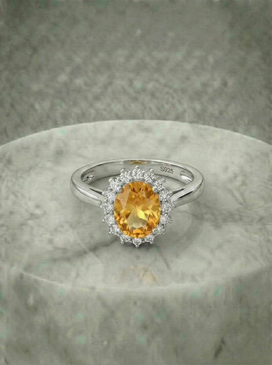 Natural Citrine Stone Ring