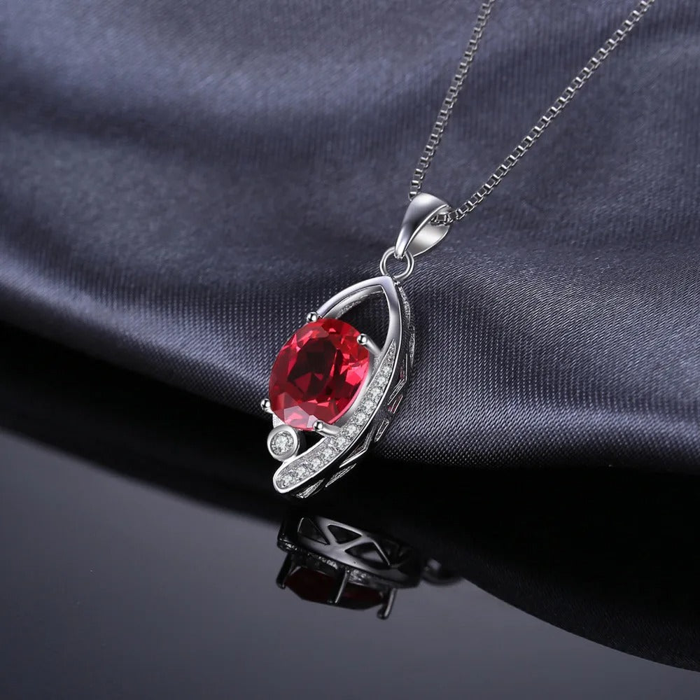 Red oval Ruby Necklace