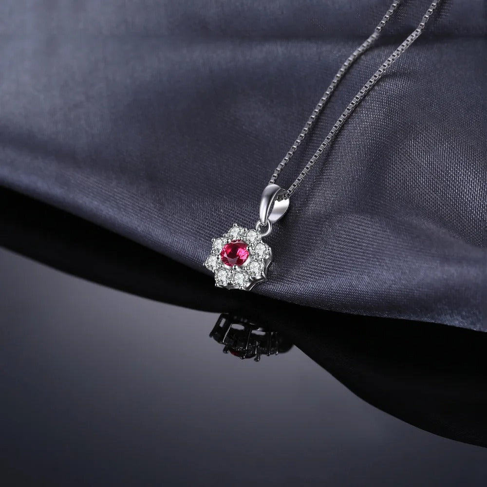 Red Ruby Flower Necklace